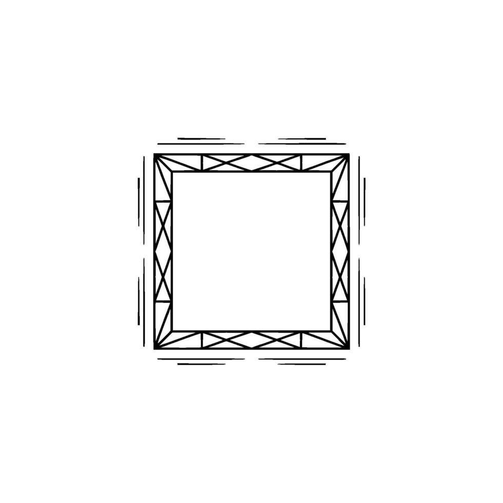 Geometric Square Frame With Minimalist Black Lines On White, Illustration vector