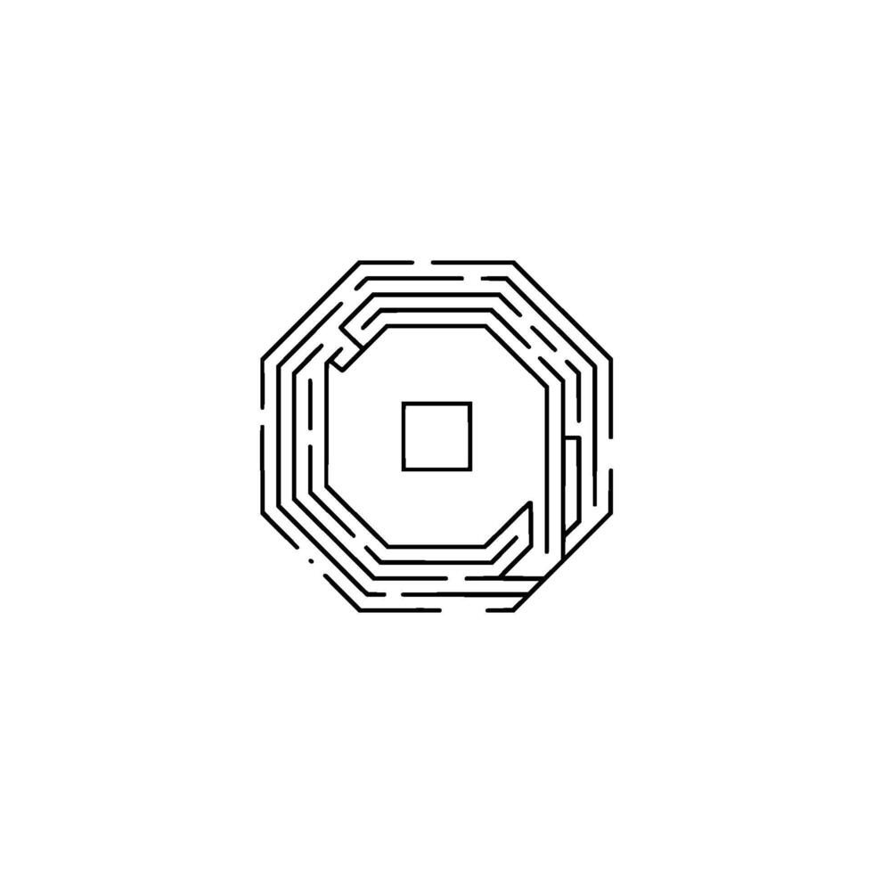Geometric Maze Minimalist Octagon And Square, Abstract vector