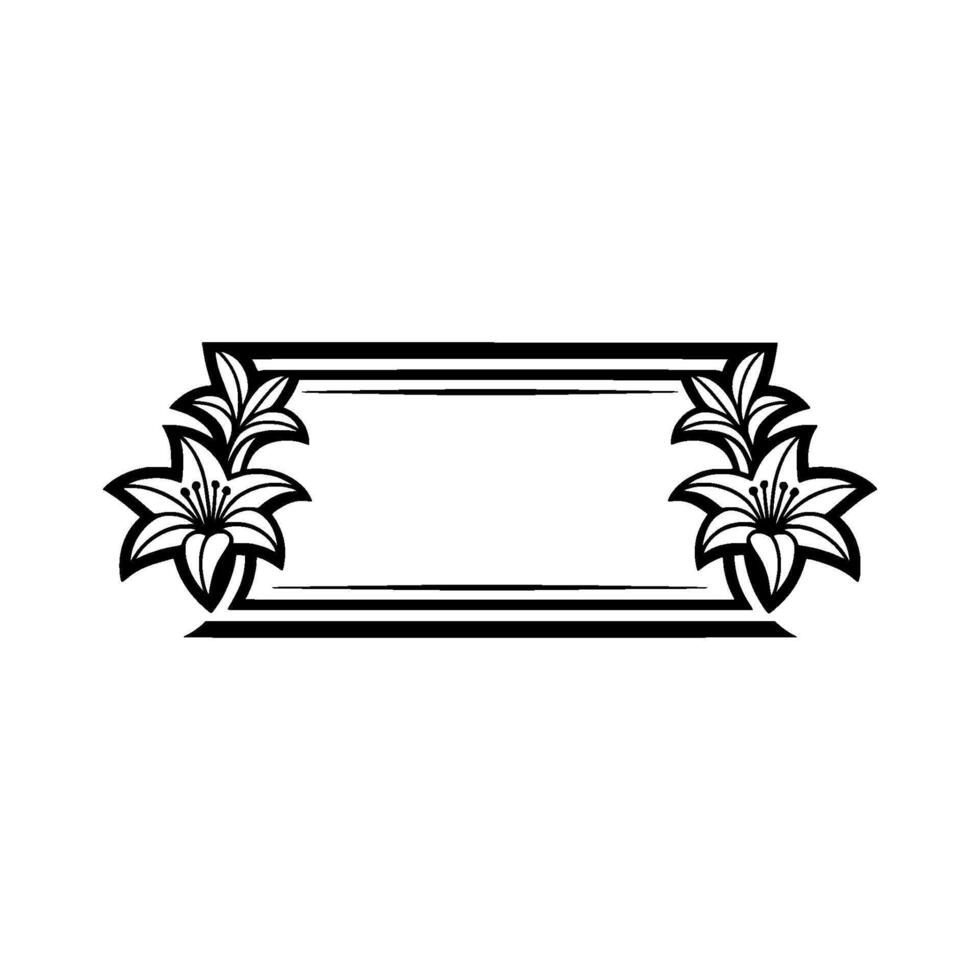 Elegant Lily Frame Black And White For Branding vector