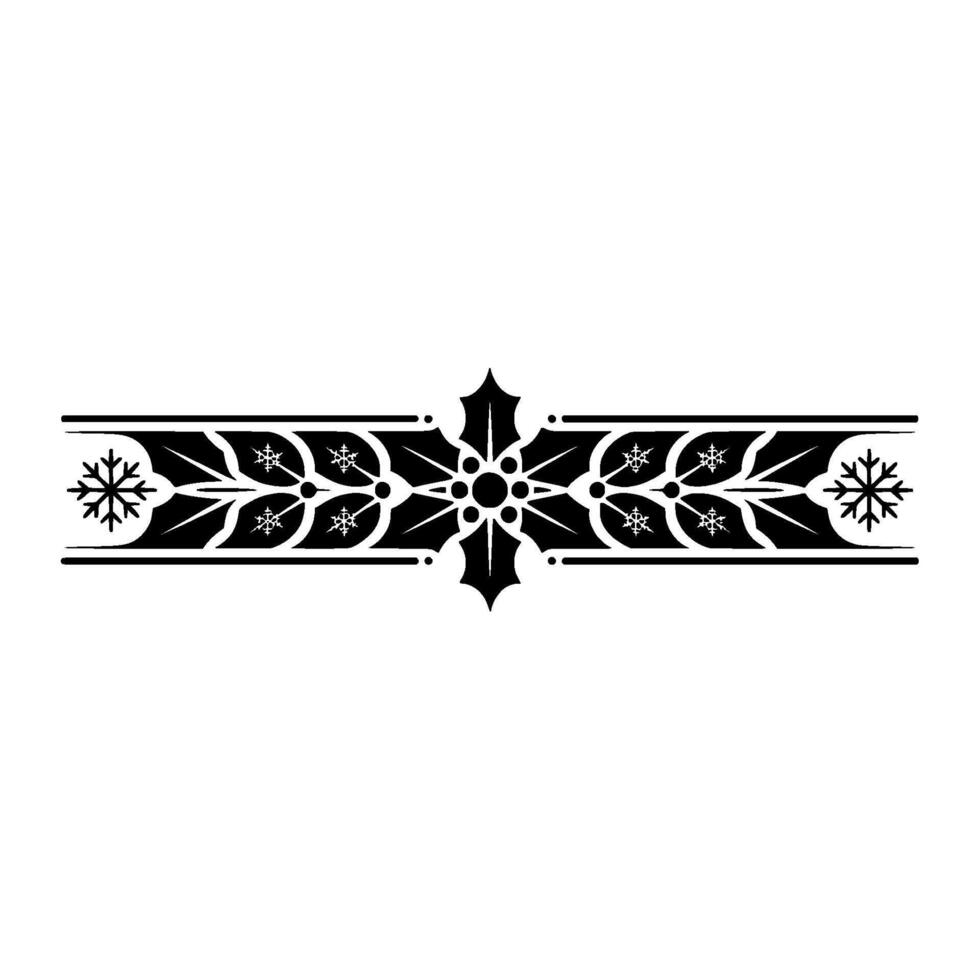 Festive Black And White Border Ornament With Holly Snowflakes vector
