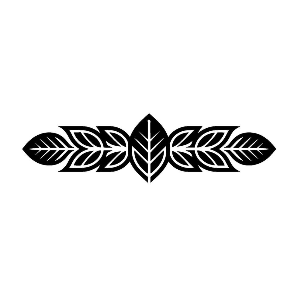 Black Leaf Ornament On White Background, Minimalist vector