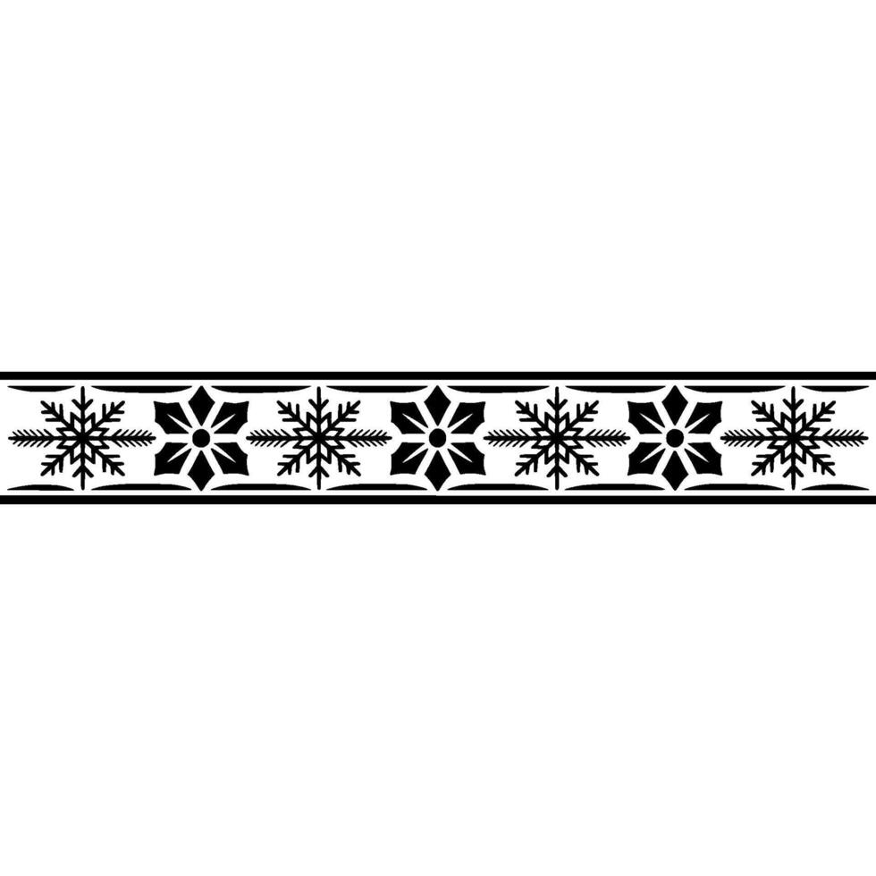 Winter Holiday Border Black And White Snowflake Ornament On White vector
