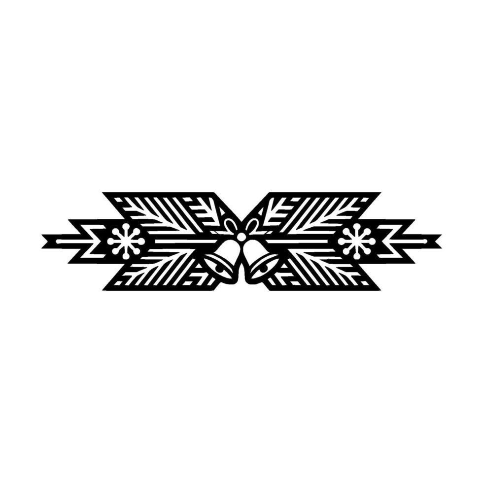 Elegant Winter Bell Ornament Illustration, Black And White vector