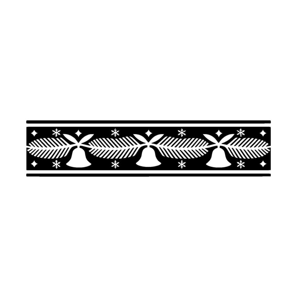 Elegant Black And White Christmas Border Bells And Snowflakes vector
