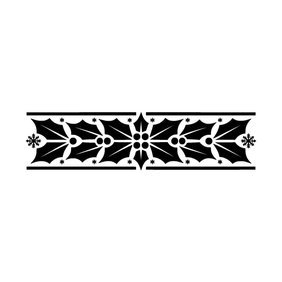 Elegant Black Holly Snowflake Border Element On Gradient Background vector