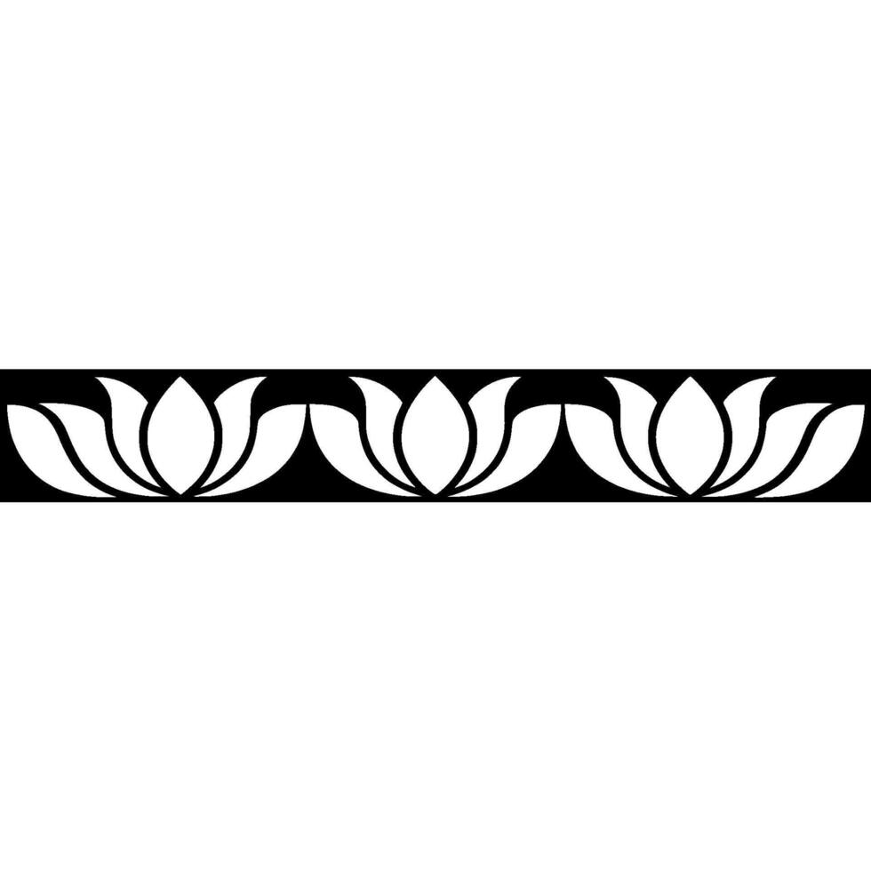 Geometric Lotus Border, Black And White, Elegant vector