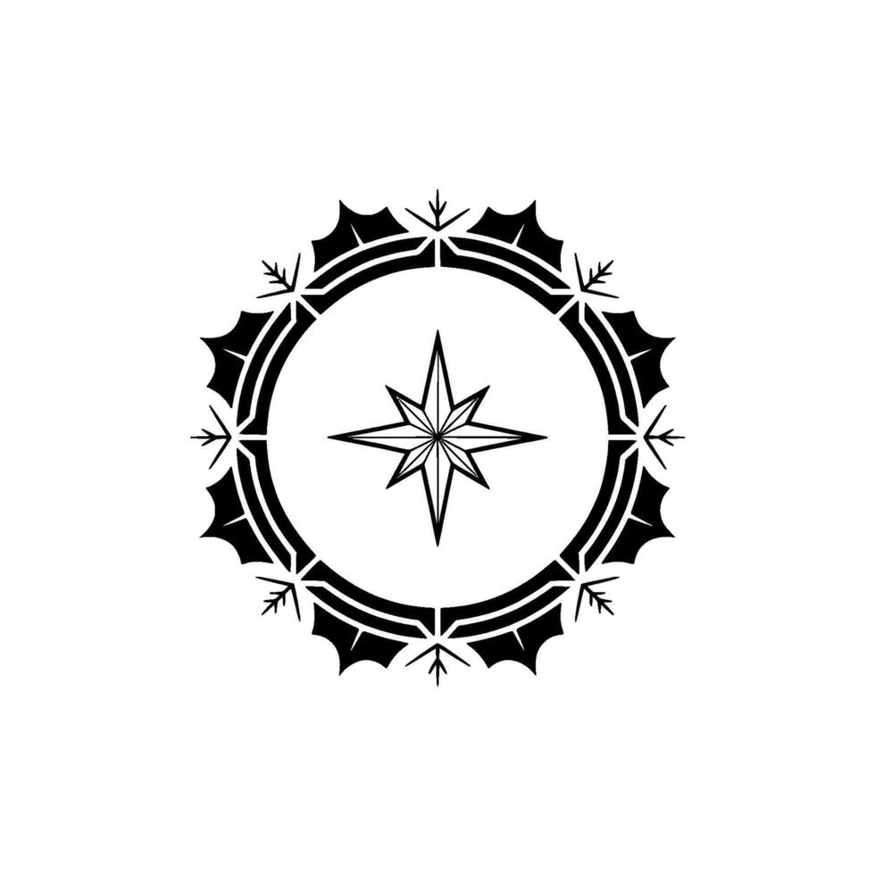 Minimalist Compass Rose Emblem On White, Elegant vector