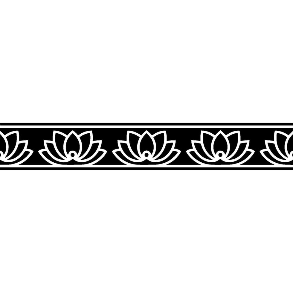 Minimalist Lotus Border Elegant Black White Motif vector