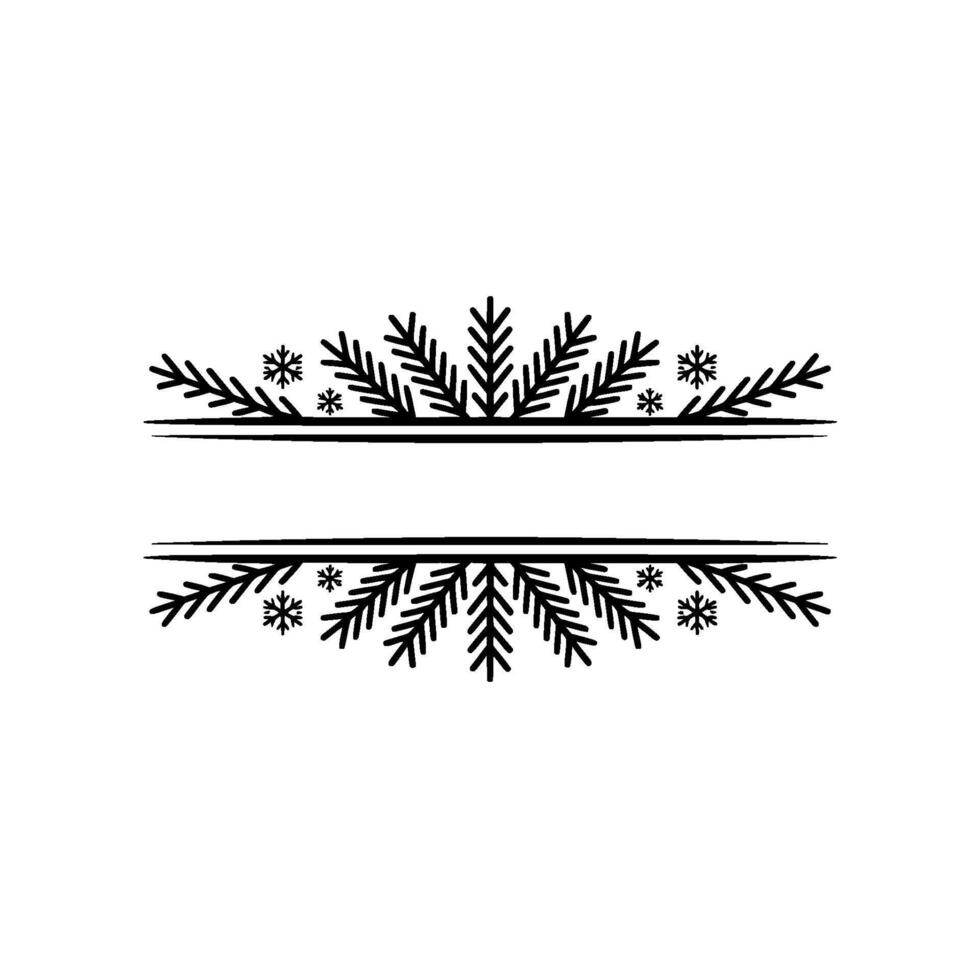 Minimalist Christmas Frame With Pine And Snowflakes vector