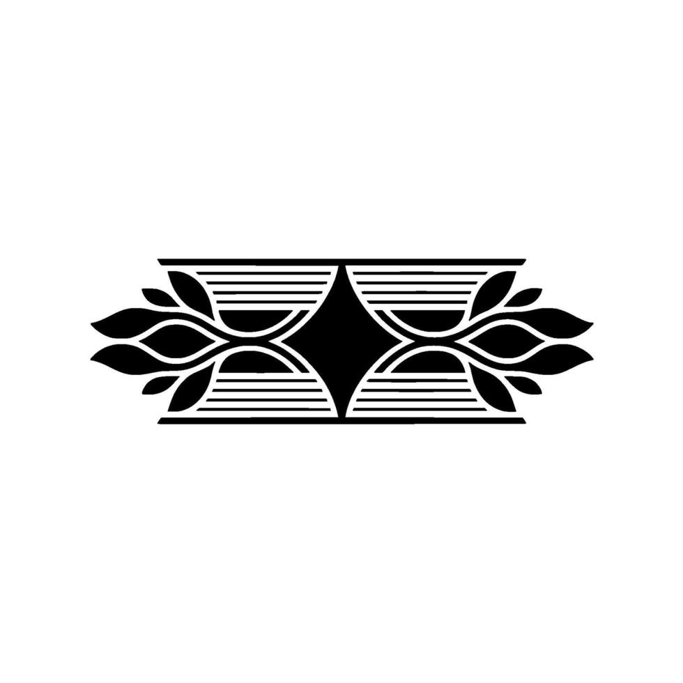 Geometric Leafy Emblem In Black White On Neutral Background vector