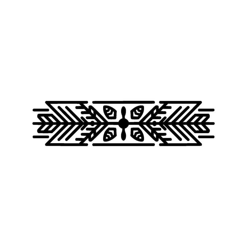 Minimalist Botanical Ornament, Black Line Art On White Background vector