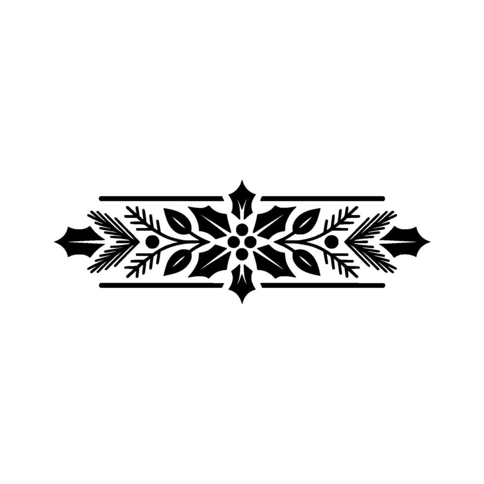 Elegant Black And White Christmas Holly Border, Festive Element vector