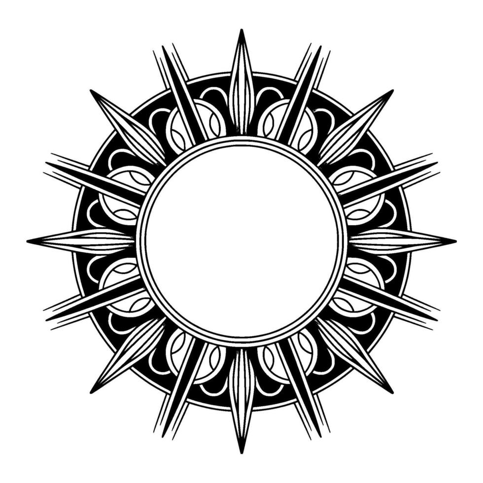 Art Deco Sunburst With Empty Center, Black And Silver vector