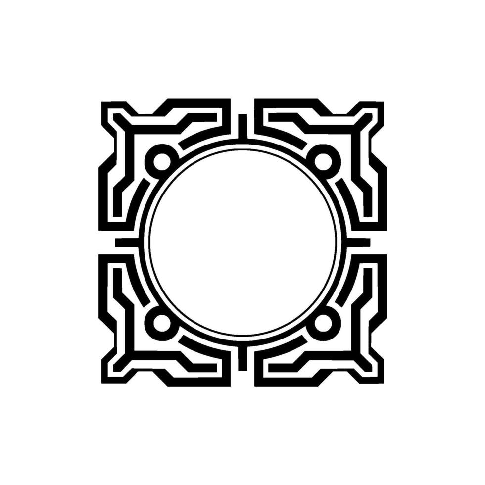 Geometric Tech Frame Minimalist Black White vector