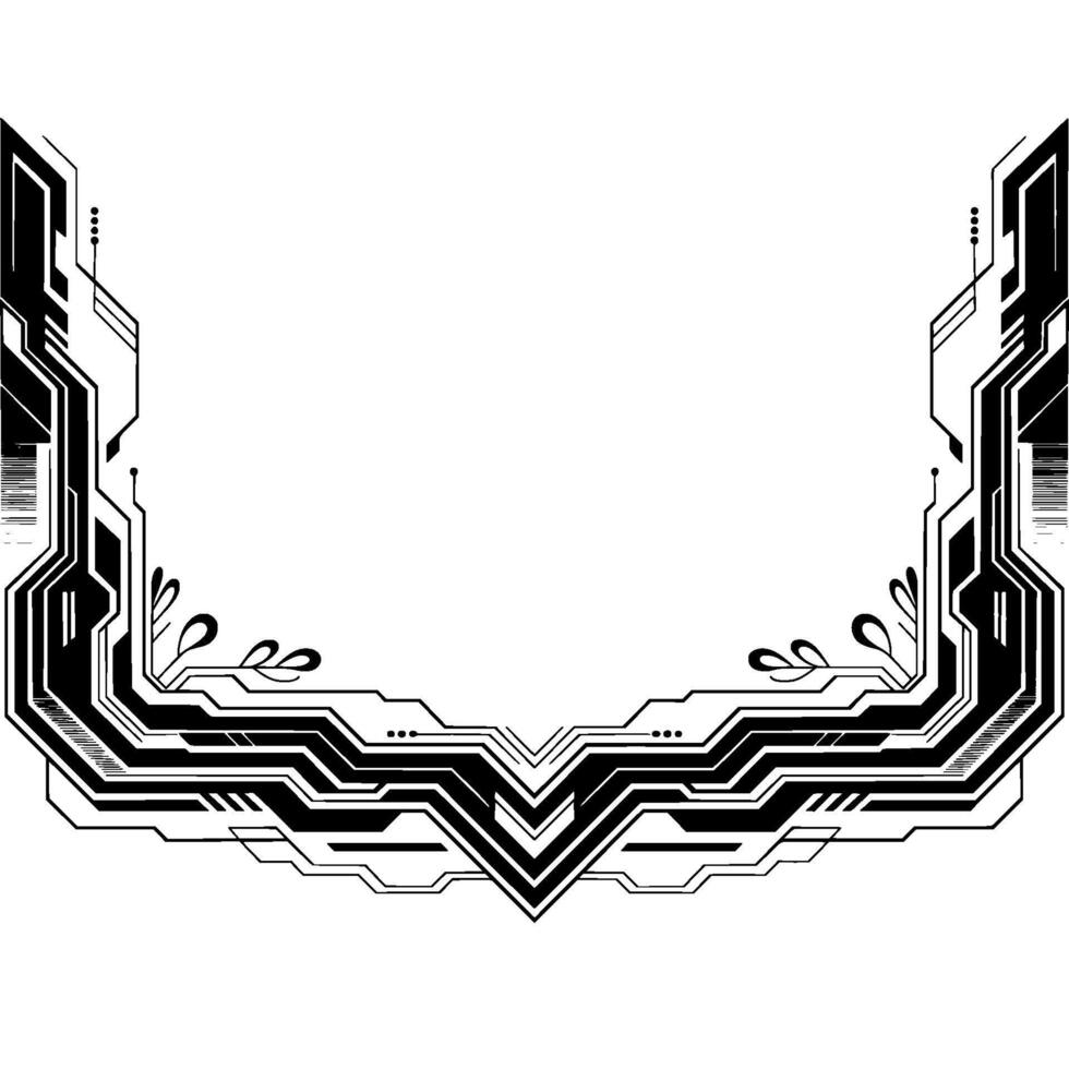 Futuristic Tech Border Black And White Geometric vector