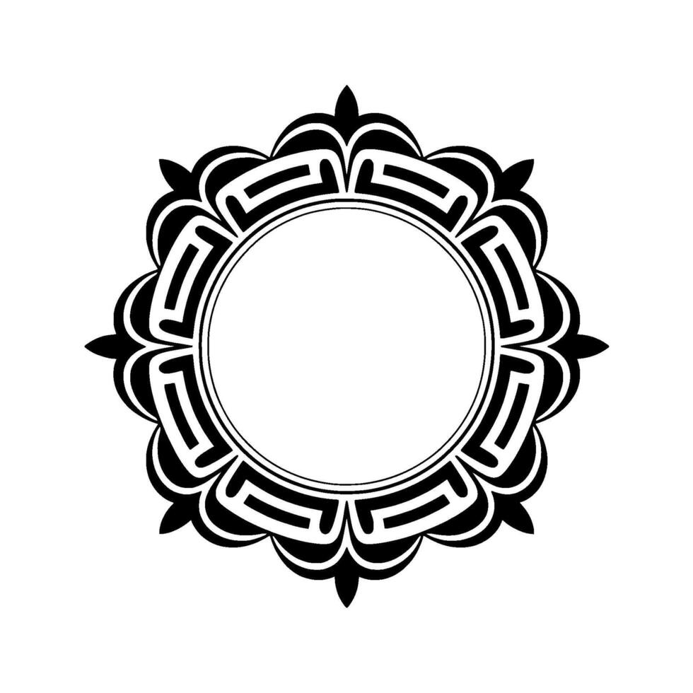 Elegant Black White Ornamental Circle Frame, Decorative vector