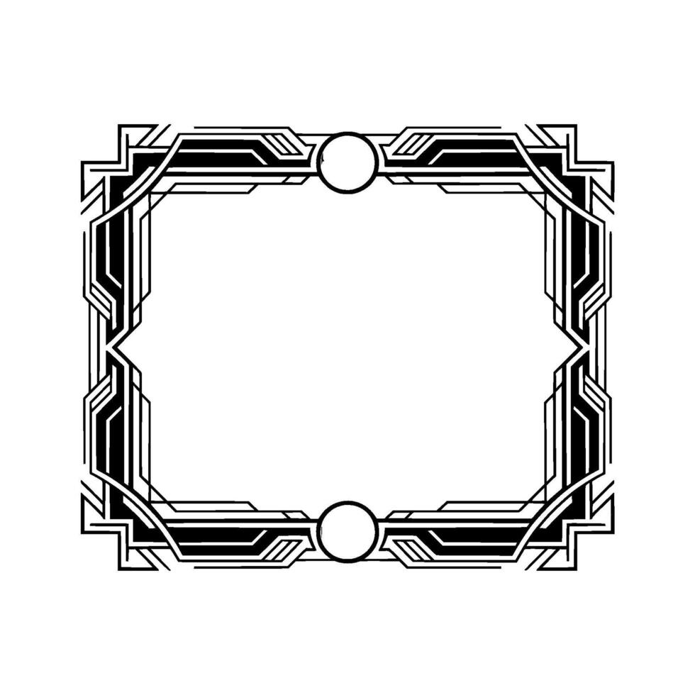 Art Deco Frame With Spheres, Black White Geometric vector