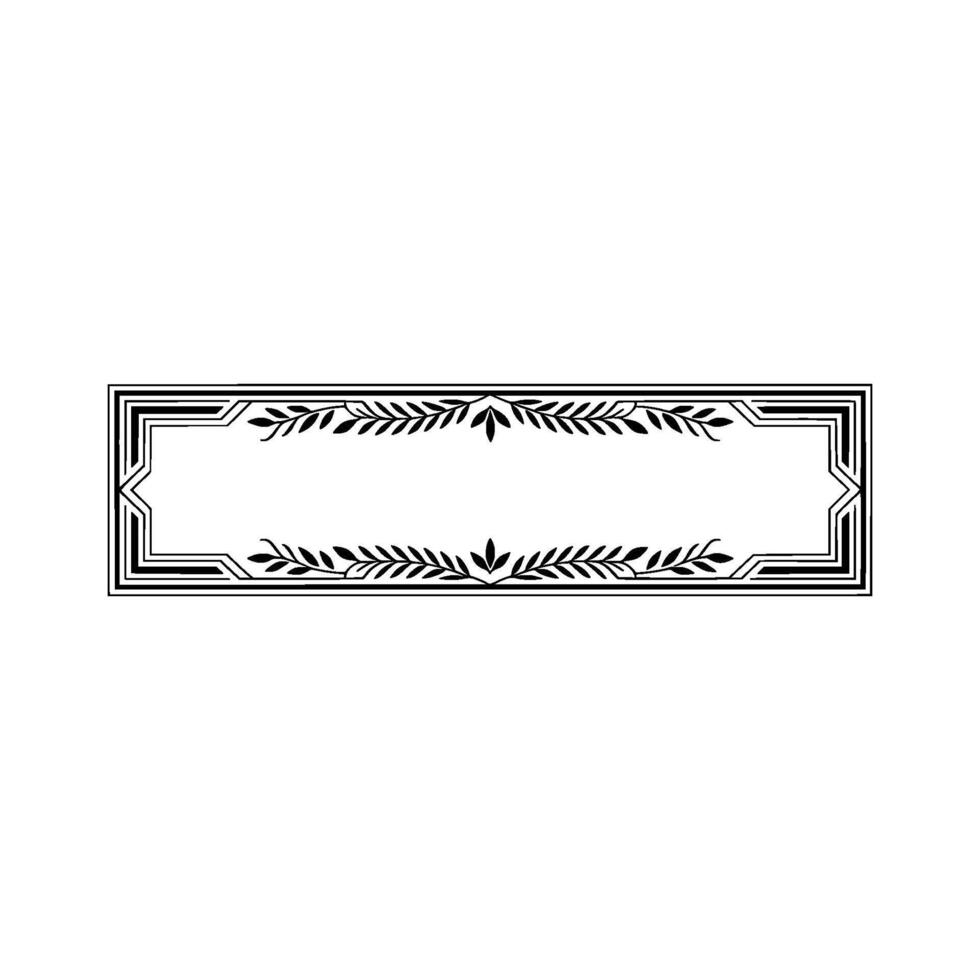Elegant Black White Floral Frame, Minimalist For Text, Isolated On White vector