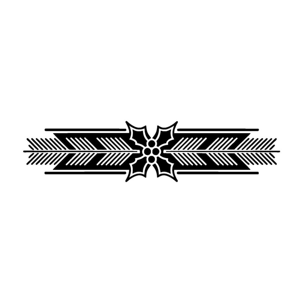 Elegant Black White Holly Border Minimalist Festive Ornament vector