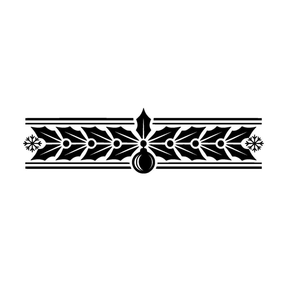 Christmas Ornament Border, Black Silhouette, Decorative Element vector