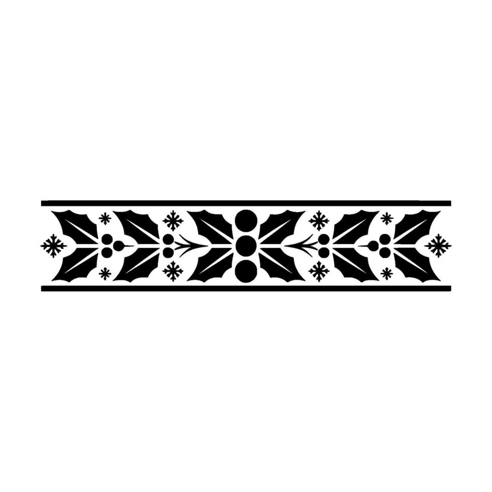 Festive Black Holly Border On White Background vector