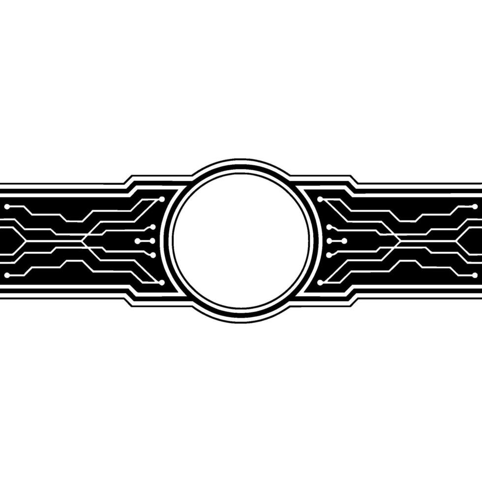 Abstract Tech Circuitry, Blank Circle, Minimalist Backdrop vector
