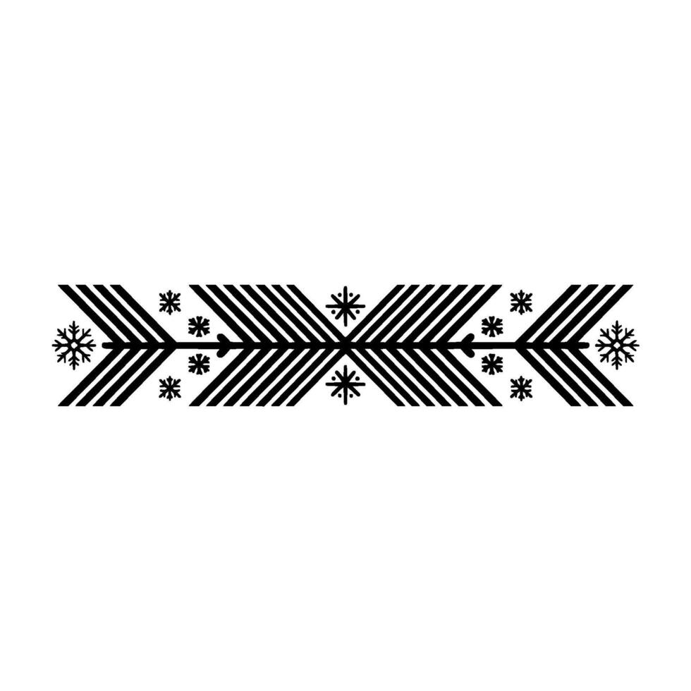 Geometric Winter Border With Snowflakes, Black White vector