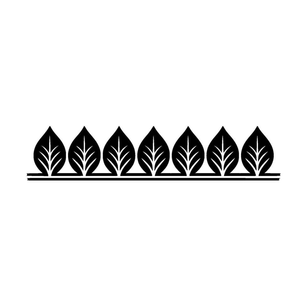 Minimalist Leaf Border Element, Black And White vector