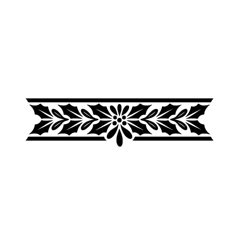 Elegant Black Floral Border Element, Decorative Christmas Ornament vector