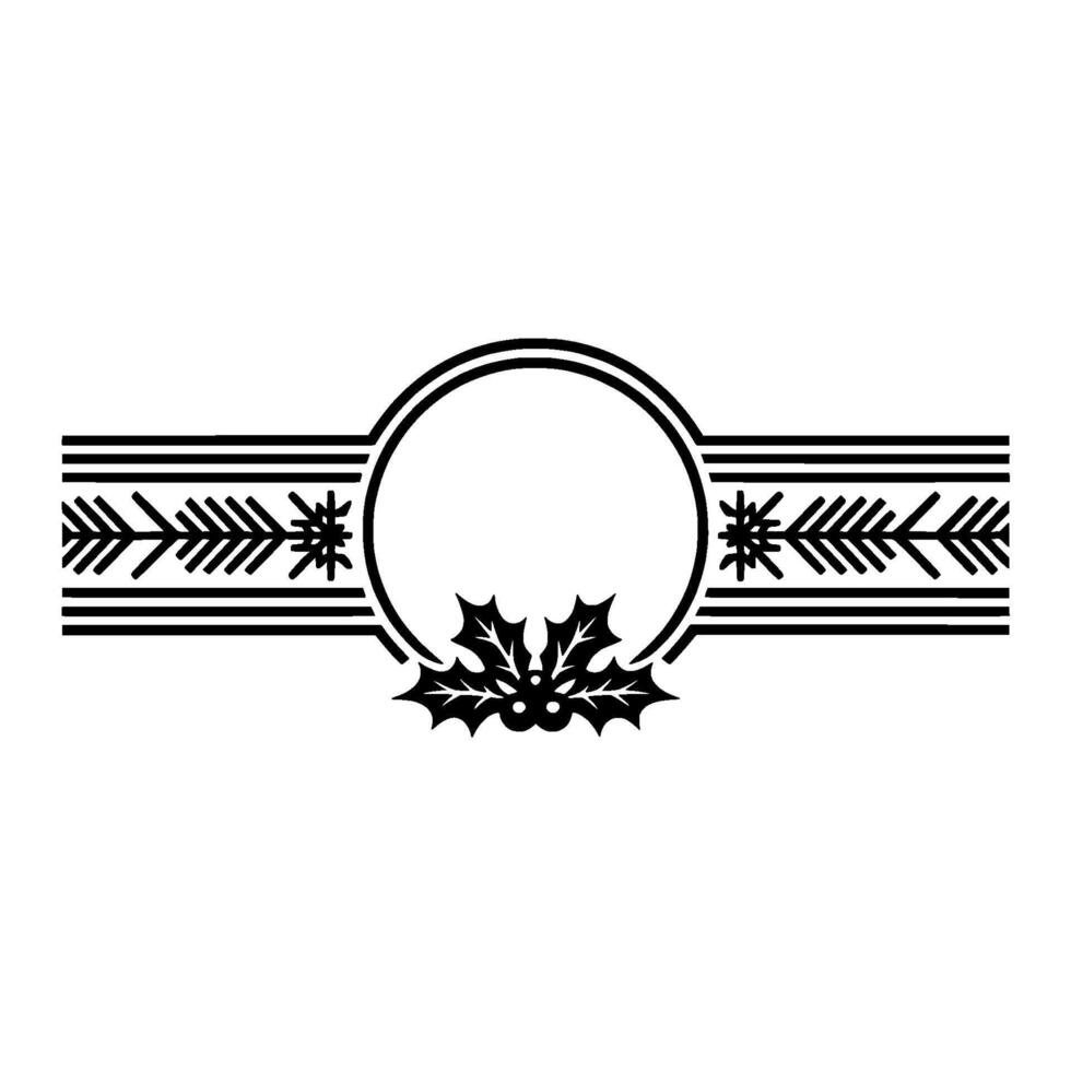 Elegant Minimalist Christmas Holly Circle Frame vector