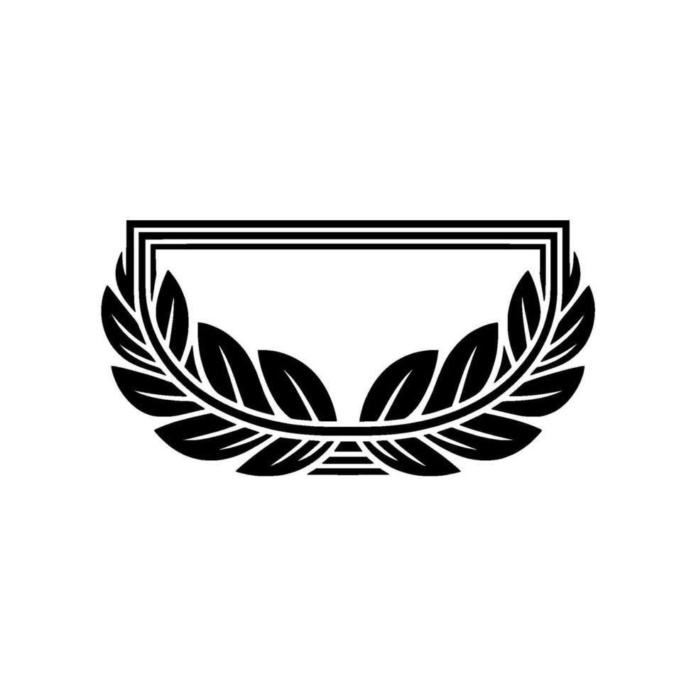 Black Laurel Wreath Frame On White, Minimalist, Elegant vector