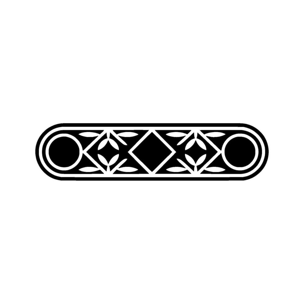 Geometric Black Ornament With Foliage And Shapes On White Background vector