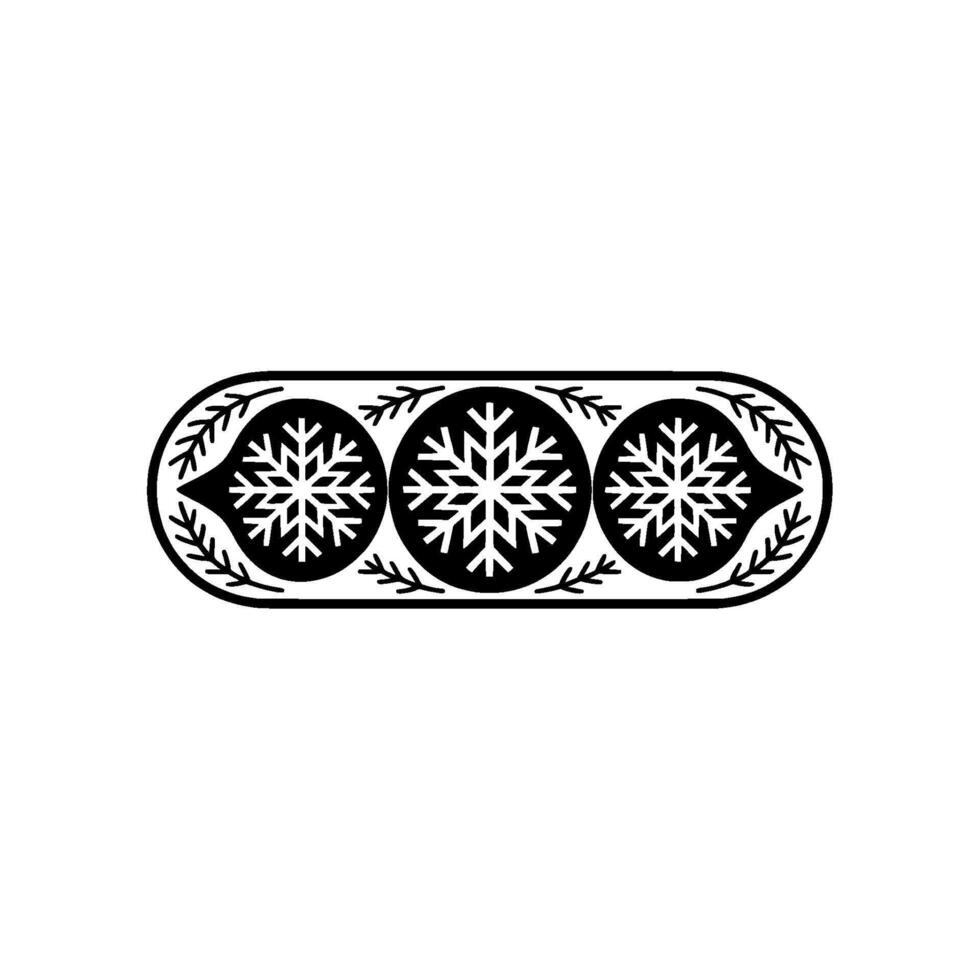 Winter Snowflake, Ornamental Border, Black White Minimalist vector