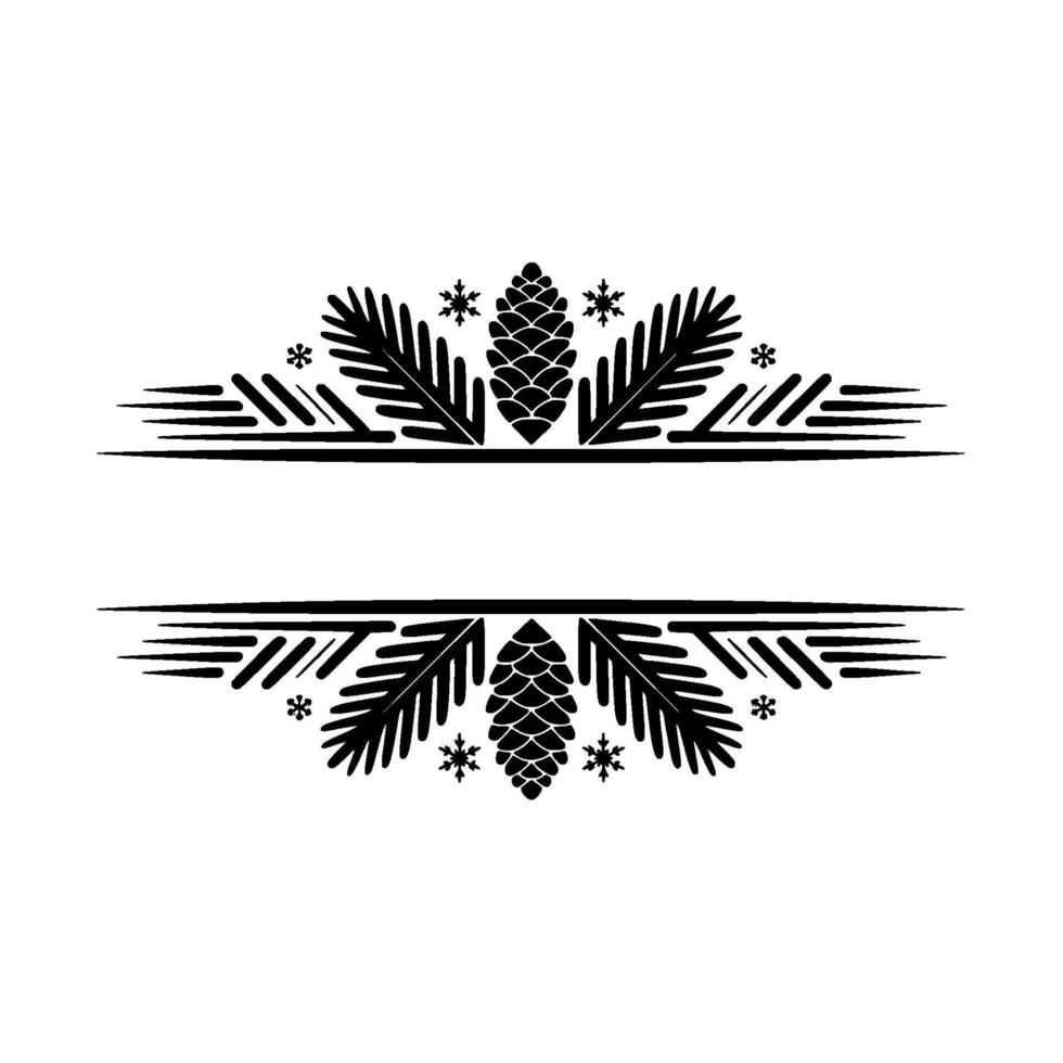 Minimalist Christmas Border With Pine Cones And Snowflakes vector