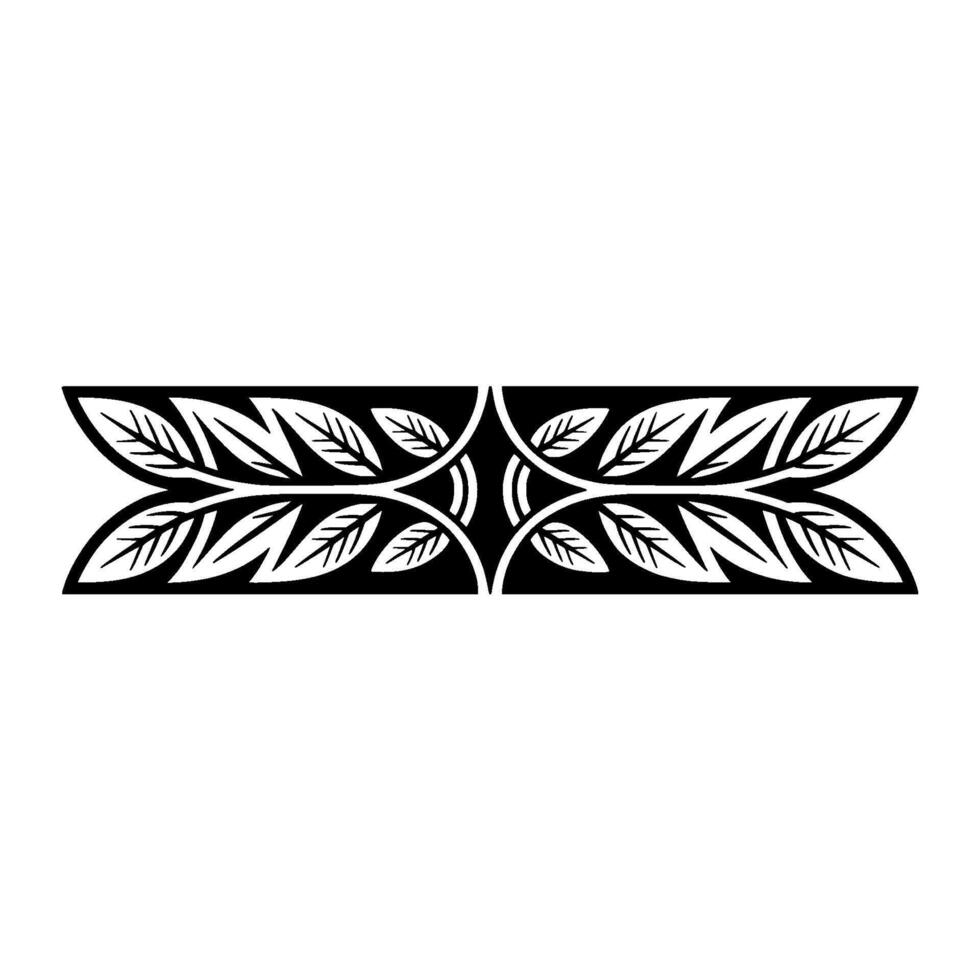 Geometric Leafy Border Black White Element vector