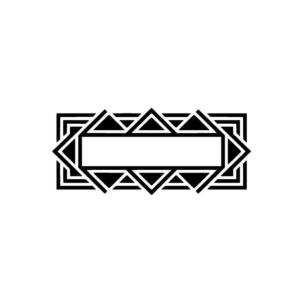 Geometric Black And White Decorative Frame On Light Gray Background vector