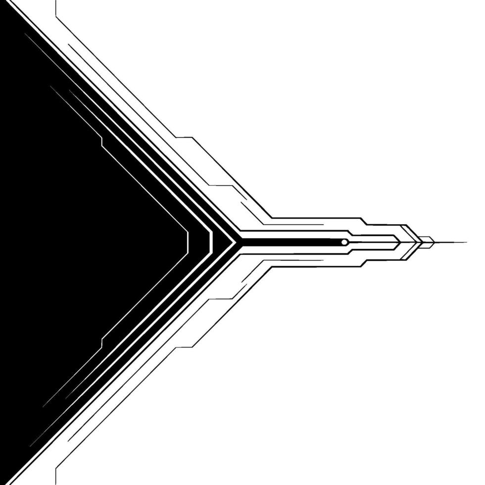 Minimalist Tech Abstract Black White Geometric Circuit vector
