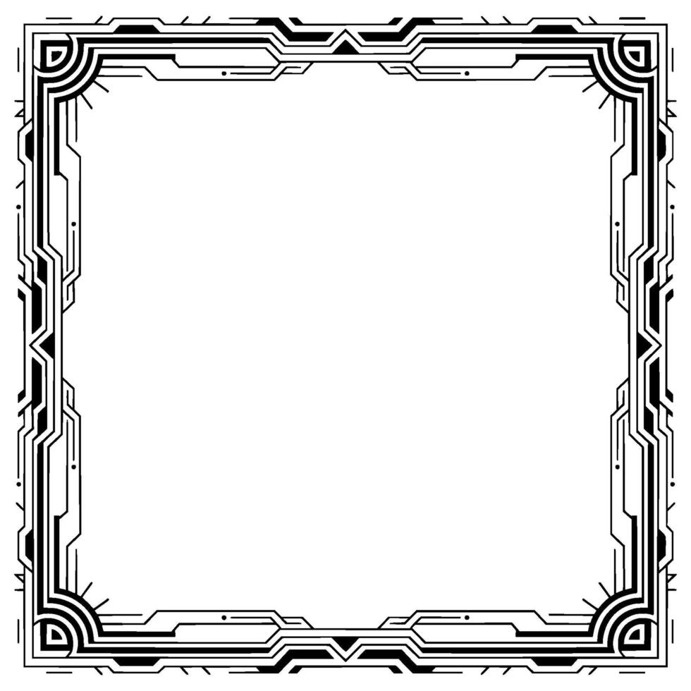 Art Deco Frame, Black And White Geometric, Invitation Template vector