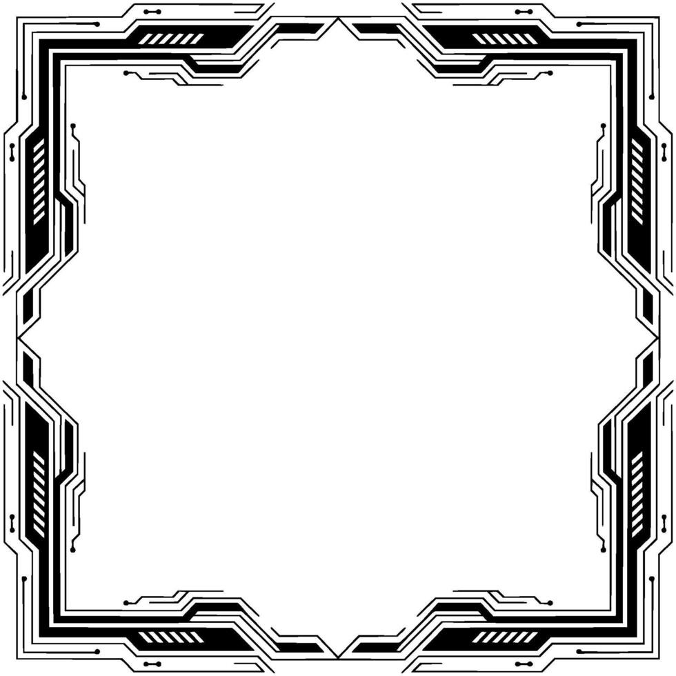 Tech Frame Border, Futuristic Black And White, Space For Content vector