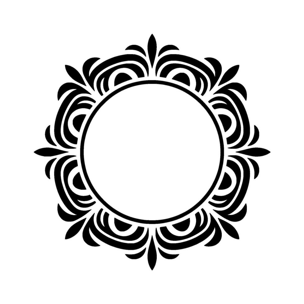 Elegant Black White Floral Frame Circle For Invitations Logos vector