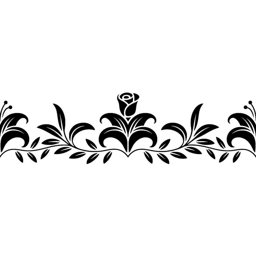 Elegant Black Floral Border, Decorative Element - Decoration vector