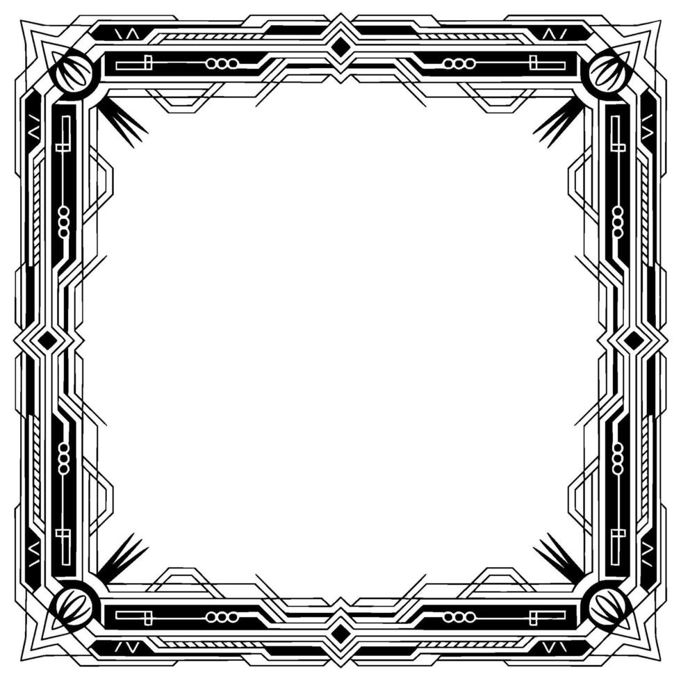 Art Deco Frame Illustration, Black White Border, Invitation Template vector