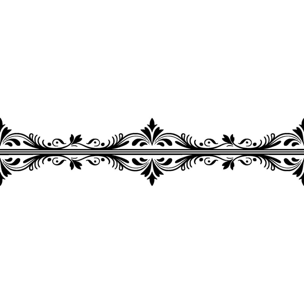 Elegant Floral Border, Black Ornament On White vector
