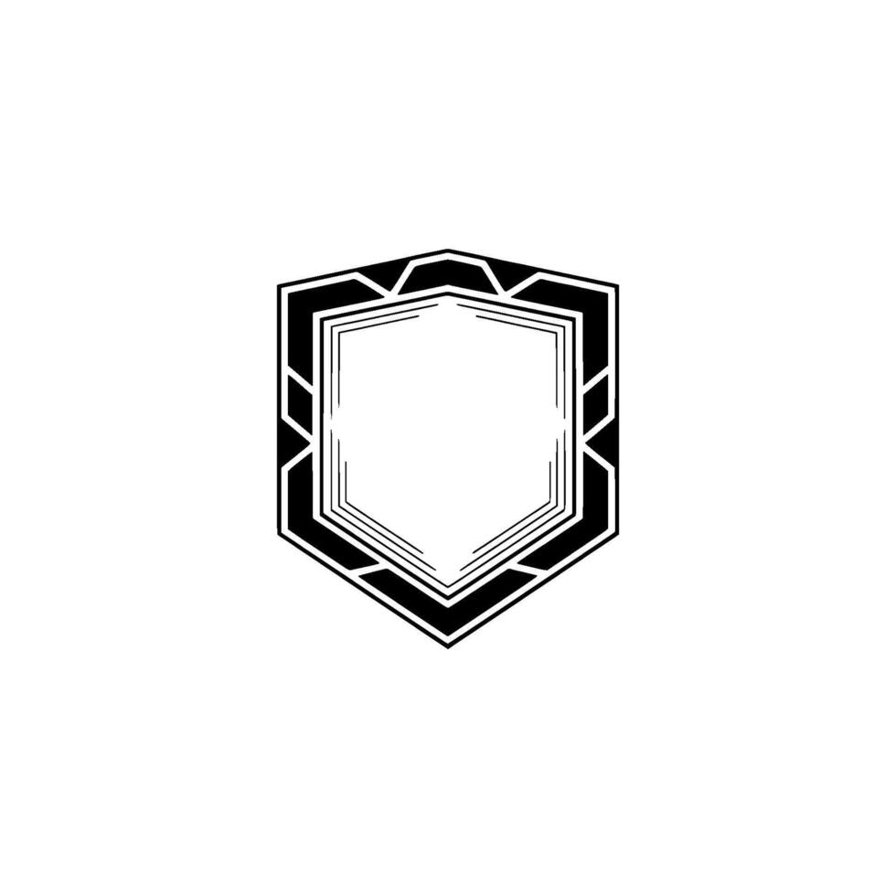 Geometric Shield Emblem In Minimalist Black And White On White Background vector