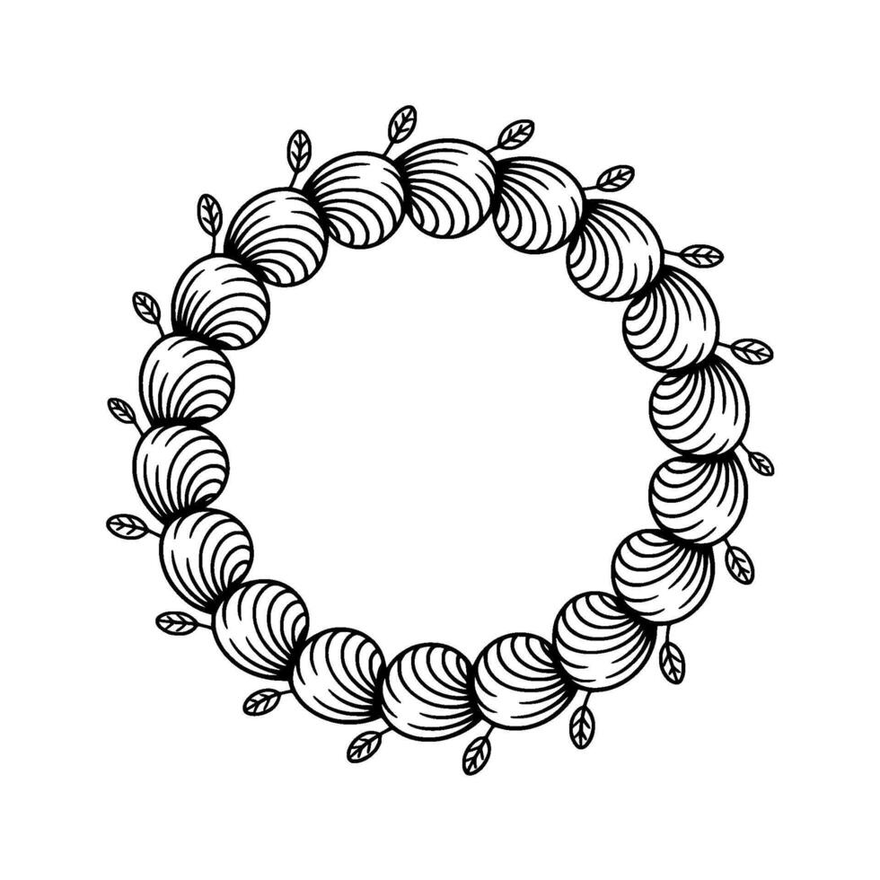 Decorative Wreath, Black White Illustration vector