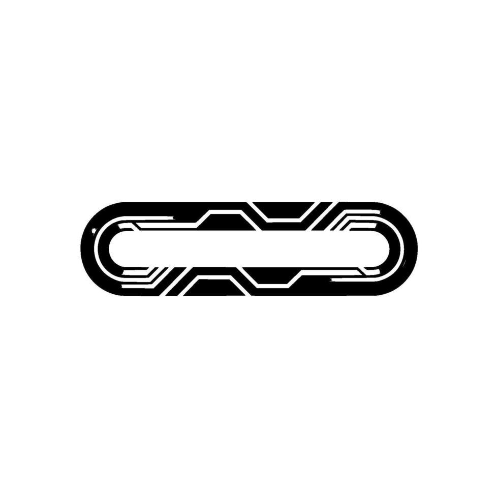Sleek Black Futuristic Oval Element On White Background vector
