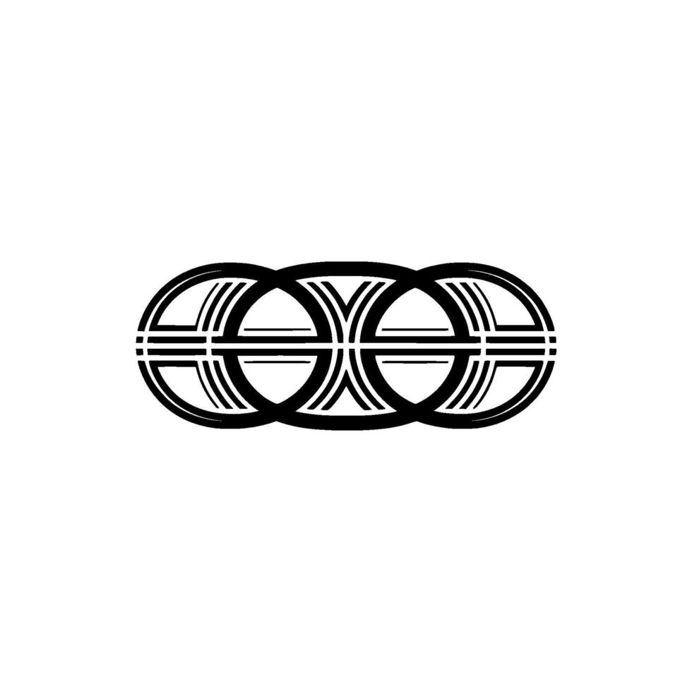 Abstract Geometric Element Linked Circles, Minimalist, Black White vector
