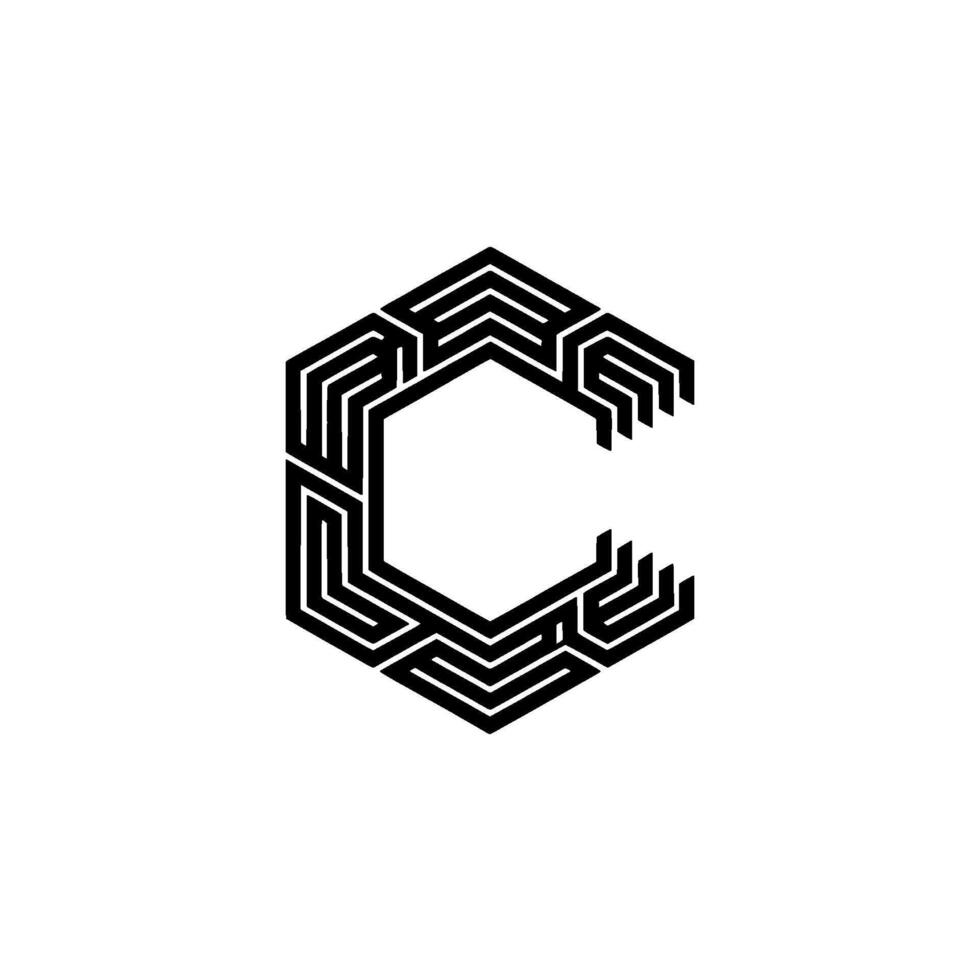 Geometric C In Black White Modern Element vector