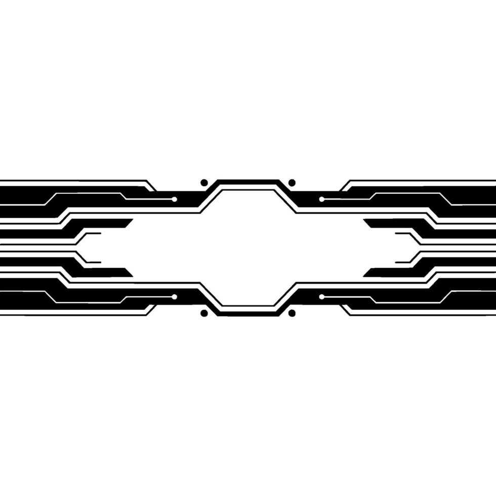 Minimalist Tech Black Circuitry Banner On White vector