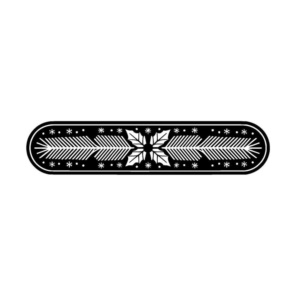 Minimalist Christmas Border Holly, Berries, And Snowflakes On Black vector